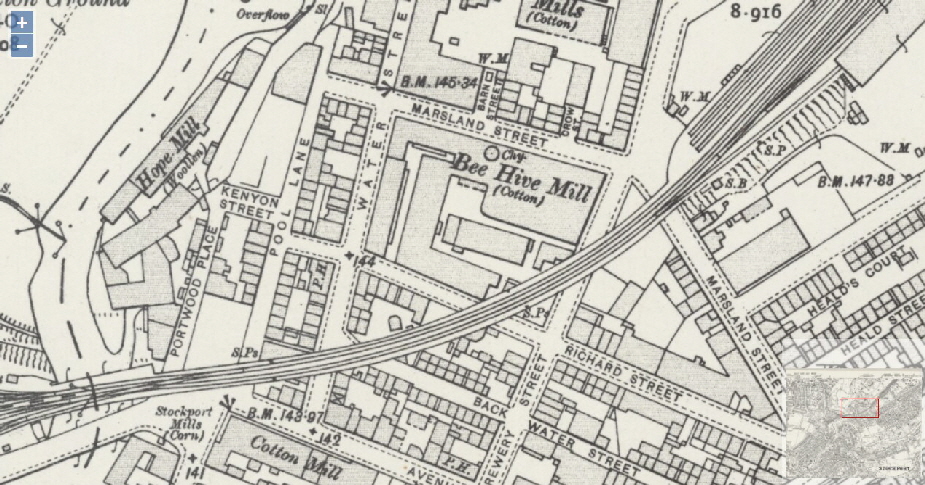 Stockport - map Beehive Mill